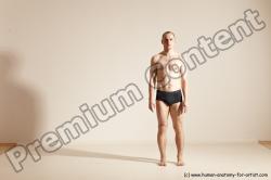 Underwear Gymnastic poses Man White Slim Bald Dancing Dynamic poses Academic